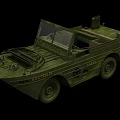 Military Style Green Amphibious Car With Open Cockpit And Large Wheels
