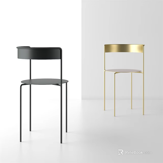 Modern Minimalist Bar Stools with Black and Gold Metal Frames for Contemporary Spaces 3d model 
