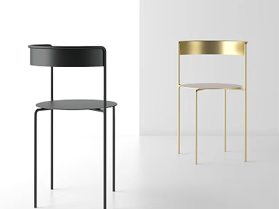 Modern Minimalist Bar Stools with Black and Gold Metal Frames for Contemporary Spaces 3d model