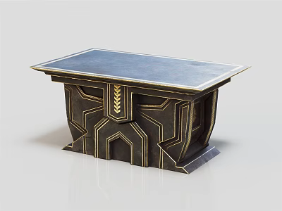 Artistic Decorative Table With Blue Top And Intricate Gold Accent Design 3d model