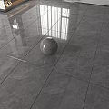 Gray Floor Tiles with Smooth Glossy Surface Modern Minimalist Design Featuring Gray Sphere and Reflections