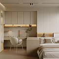 Modern Tatami Bedroom Interior Minimalist Design With Platform Bed Study Desk And Built in Cabinets