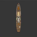 Vintage Detailed Scale Model Ship With Black Red Hull Yellow Superstructure Masts And Chimney