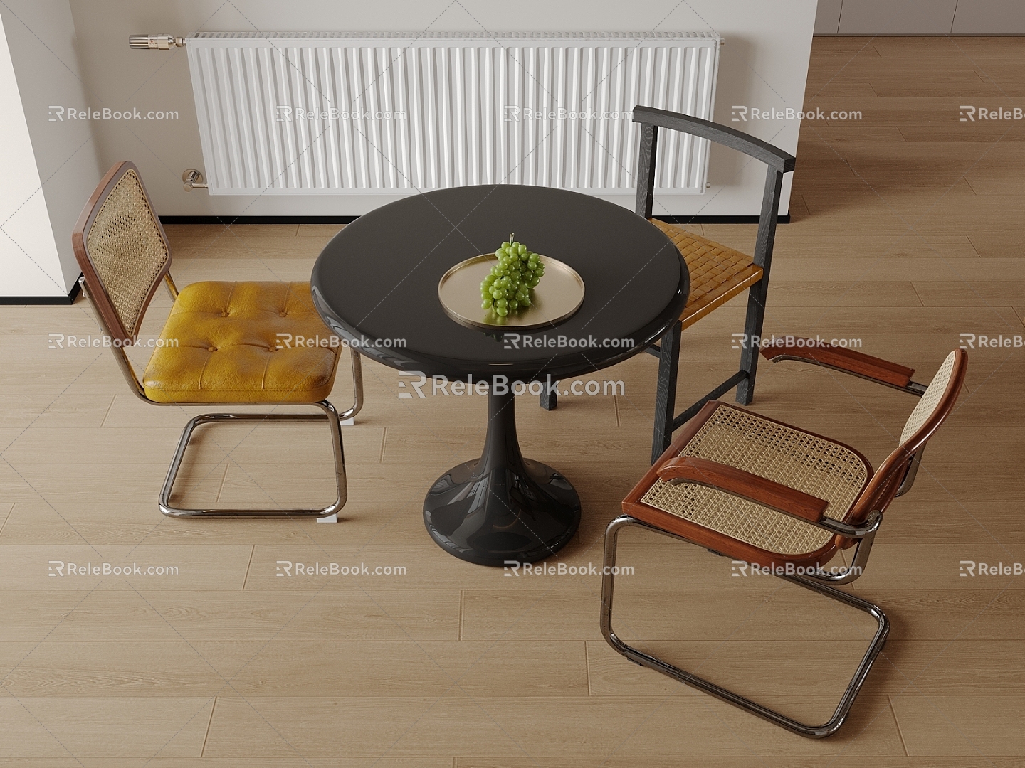 Vintage Casual Table and Chair Round Table Dining Chair Single Chair 3d model