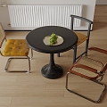 Vintage Casual Table and Chair Round Table Dining Chair Single Chair 3d model