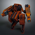 Orange Sci Fi Mech Robot Character With Detailed Mechanical Structure And Armored Design 3d model