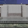Cultural Center Showcasing Water Curtain Projection With Traditional Architecture And Colorful Lighting Effects