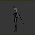 Child in Black Bodysuit with White Wings Pink Rabbit Ears and Black Bird on Shoulder