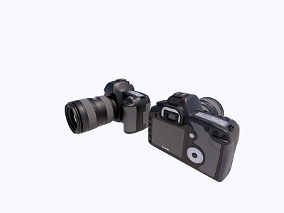Black Digital Cameras With Different Models And Lens Design For Photography 3d model