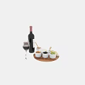 Delicious Cheese Appetizer Platter with Olives Nuts Honey and Red Wine Glasses