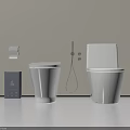 Modern White Toilets With Bidet Sprayer Toilet Paper Holder And Control Panel