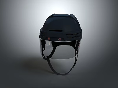 Black Sports Helmet With Transparent Visor And Protective Design For Safety 3d model