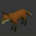 3D Orange Fox Game Character Standing with Realistic Fur and Reflection 3d model