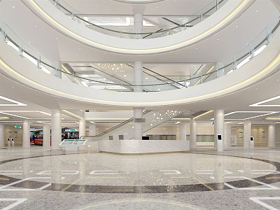 Modern Hospital Hall Hospital Pick-up Empty Central Hall 3d model