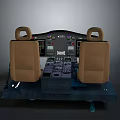 Aircraft Cockpit Interior With Two Brown Seats And Control Panel Instruments