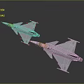 Two Gray Fighter Jets Flying Side by Side Against Gray Background 3d model