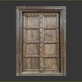 Vintage Wooden Cabinet With Carved Details Metal Studs And Double Doors