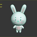 Cute White Bunny Doll With Long Pink Inner Ears And Pink Cheeks