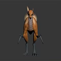 3D Rendered Orange Feathered Dinosaur like Creature With Blue Claws And Sharp Teeth