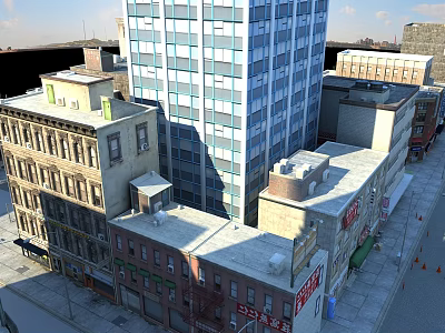 Modern Commercial Street Ancient Residence 3d model