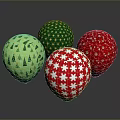 Festive Christmas Ornaments With Red Snowflake Strawberry And Green Tree Star Patterns