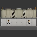 Industrial Storage Tank With Multiple Round Tops Black Striped Sides Pedestal Base And Yellow Components