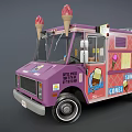 Purple Ice Cream Truck With Cones On Top And Swirla Branding