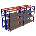 Sturdy Multi Layer Display Shelf Rack Featuring Blue And Orange Metal Frames 3d model