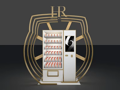 LR Brand Modern Display Shelf with Gold Frame and Multiple Layers for Product 3d model