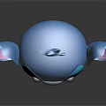 Stitch Cartoon Character In Standing Pose With Large Pink Inner Ears And Blue Body