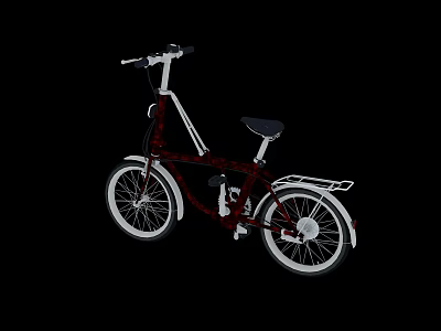 Modern Red And White Bicycle Featuring Black Seat Rear Rack And White Wheels 3d model