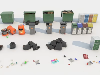 Modern Trash Bin Garbage Station Facilities 3d model