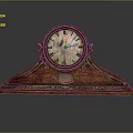 Vintage Wooden Mantel Clock With Carved Base And Roman Numeral Dial