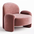 Pink Velvet Lounge Chair With Modern Design And Rounded Comfy Armrests