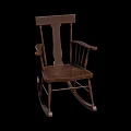 Classic Solid Wood Rocking Chair With Slat Back Armrests And Curved Rocker Base For Relaxation