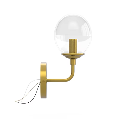 Brass Wall Sconce With Clear Glass Globe Shade Modern Interior Design 3d model