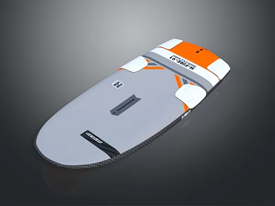 Gray And Orange NAISH Surfboard Featuring Brand Logo And Carbon Fiber Edge Design 3d model