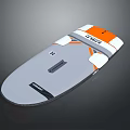 Gray And Orange NAISH Surfboard Featuring Brand Logo And Carbon Fiber Edge Design