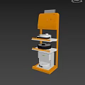 Orange Binatone Display Shelf With Display Screen And Multi Tier Product Storage 3d model