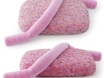 Modern Abstract Shaped Sofa with Pink Knitted Fabric Soft Texture Curved Arms and Cozy Design 3d model