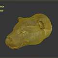 Animal Skull With Ancient Detailed Brownish Yellow Texture And Reflection On Dark Background