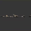 Scattered Broken Pottery Shards From Old Household Items On Dark Surface 3d model