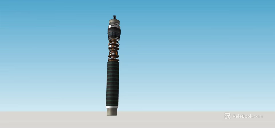 Modern Tall Tower Design With Spiral Layered Structure And Blue Sky 3d model 