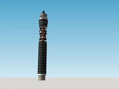 Modern Tall Tower Design With Spiral Layered Structure And Blue Sky 3d model