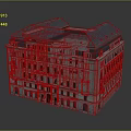 Historic European Style Multi Story Building Model With Gray Roof And White Facade