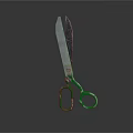 High Quality Durable Hardware Scissors With Green Handles And Sharp Metal Blades 3d model