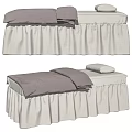 Modern Massage Bed with White Bed Skirt Gray Sheets and Pillow