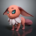 Cute Fantasy Creature 3D Character With Pink Body Large Ears Blue Eyes And White Mane