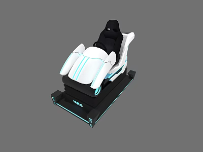 Futuristic VR Gaming Seat With White And Blue Design For Immersive Experience 3d model