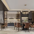 Modern Luxurious Interior With Marble Staircase Glass Railing Gold Handrail Wine Rack And Potted Plants